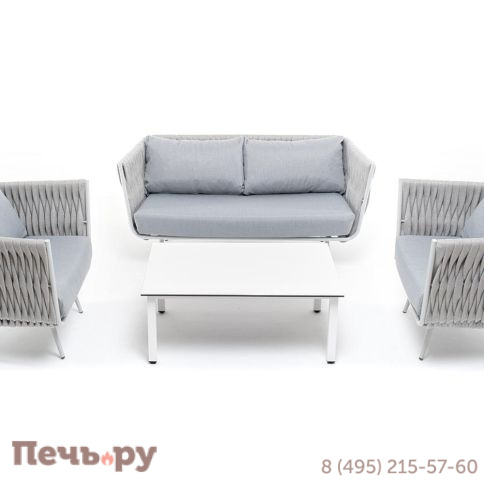 Лаунж-зона 4SiS Монако 4-местная из роупа со столом Верона (серый гранит), каркас светло-серый, роуп светло-серый фото 16