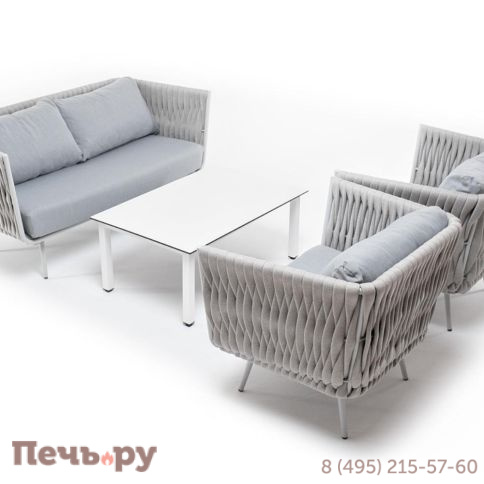 Лаунж-зона 4SiS Монако 4-местная из роупа со столом Верона (серый гранит), каркас светло-серый, роуп светло-серый фото 17