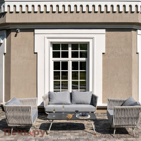 Лаунж-зона 4SiS Монако 4-местная из роупа со столом Верона (серый гранит), каркас светло-серый, роуп светло-серый фото 2