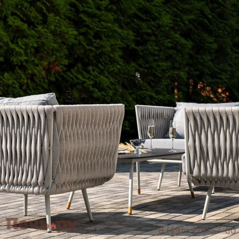 Лаунж-зона 4SiS Монако 4-местная из роупа со столом Верона (серый гранит), каркас светло-серый, роуп светло-серый фото 8