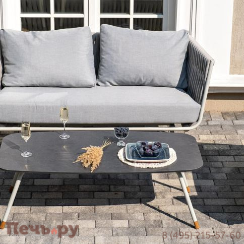 Лаунж-зона 4SiS Монако 4-местная из роупа со столом Верона (серый гранит), каркас светло-серый, роуп светло-серый фото 9