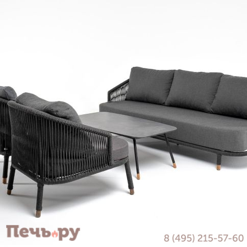 Лаунж-зона 4SiS Верона 5-местная плетеная из роупа (веревки), каркас алюминиевый темно-серый, роуп темно-серый фото 18