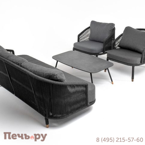 Лаунж-зона 4SiS Верона 5-местная плетеная из роупа (веревки), каркас алюминиевый темно-серый, роуп темно-серый фото 19