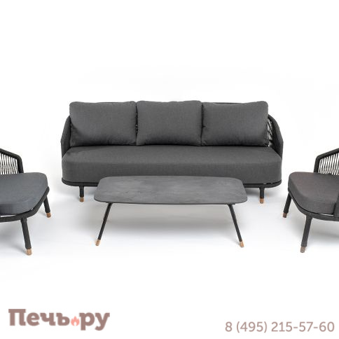 Лаунж-зона 4SiS Верона 5-местная плетеная из роупа (веревки), каркас алюминиевый темно-серый, роуп темно-серый фото 2