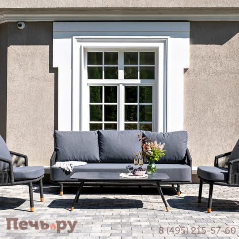 Лаунж-зона 4SiS Верона 5-местная плетеная из роупа (веревки), каркас алюминиевый темно-серый, роуп темно-серый фото 5