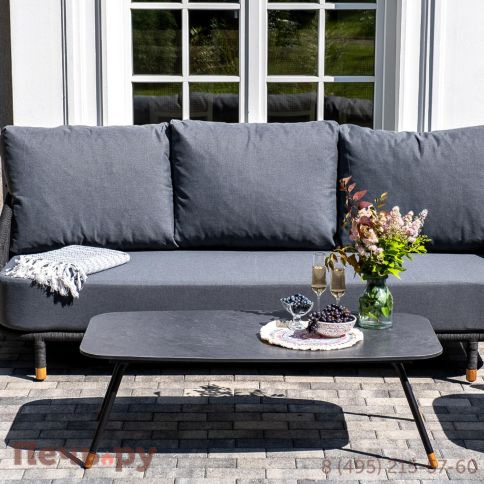 Лаунж-зона 4SiS Верона 5-местная плетеная из роупа (веревки), каркас алюминиевый темно-серый, роуп темно-серый фото 6