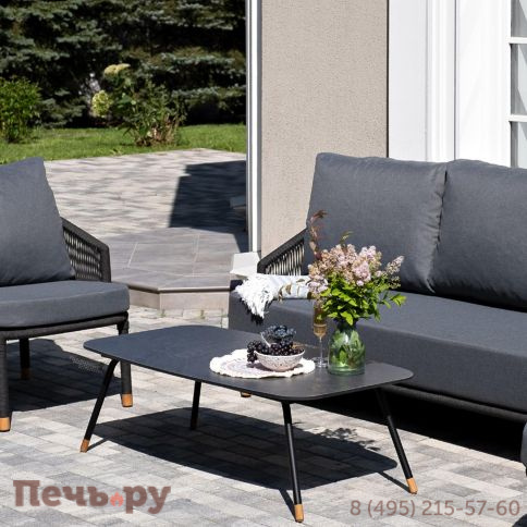 Лаунж-зона 4SiS Верона 5-местная плетеная из роупа (веревки), каркас алюминиевый темно-серый, роуп темно-серый фото 7