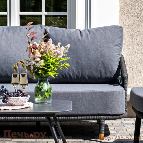 Лаунж-зона 4SiS Верона 5-местная плетеная из роупа (веревки), каркас алюминиевый темно-серый, роуп темно-серый фото 9