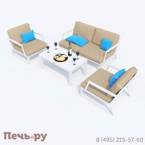Лаунж зона Ideal Patio ESTIVO бежевая - белый каркас фото 5