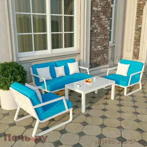 Лаунж зона Ideal Patio ESTIVO голубая - белый каркас фото 2