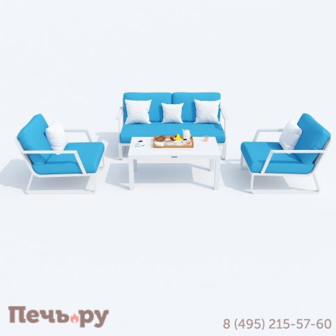 Лаунж зона Ideal Patio ESTIVO голубая - белый каркас фото 3