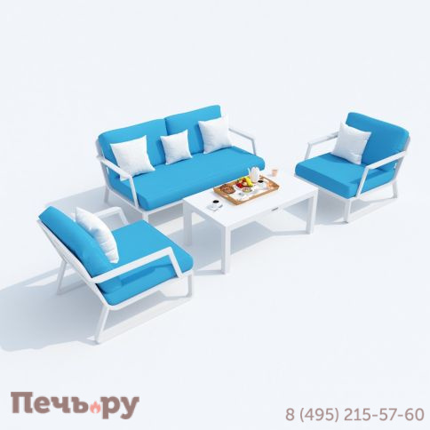 Лаунж зона Ideal Patio ESTIVO голубая - белый каркас фото 5