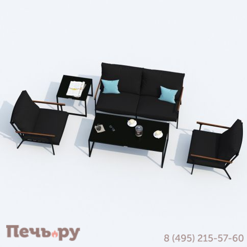 Лаунж зона Ideal Patio FESTA черная с двухместным диваном фото 4