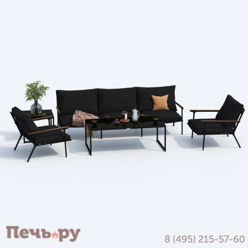 Лаунж зона Ideal Patio FESTA черная с трехместным диваном фото 3