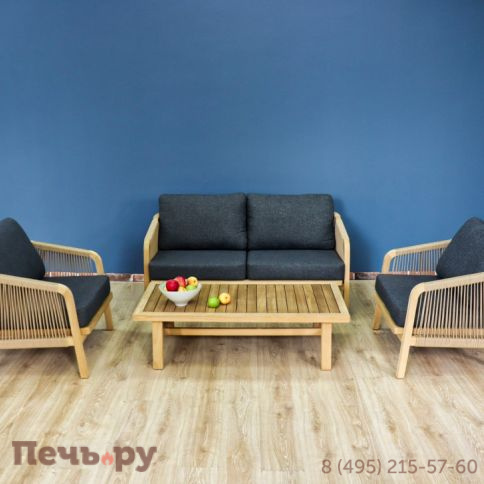 Лаунж зона Ideal Patio LEONOREN с двухместным диваном и плетеным роупом фото 6