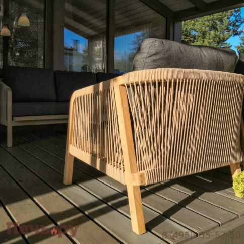 Лаунж зона Ideal Patio LEONOREN с трехместным диваном и плетеным роупом фото 10