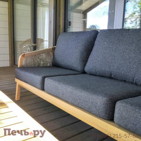 Лаунж зона Ideal Patio LEONOREN с трехместным диваном и плетеным роупом фото 3