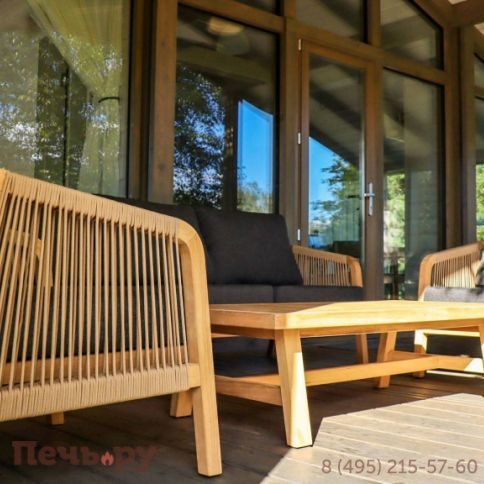 Лаунж зона Ideal Patio LEONOREN с трехместным диваном и плетеным роупом фото 5