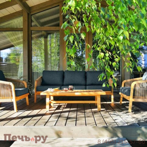 Лаунж зона Ideal Patio LEONOREN с трехместным диваном и плетеным роупом фото 7