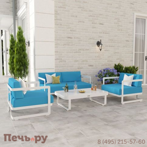Лаунж зона Ideal Patio SILENA голубая - белый каркас фото 2