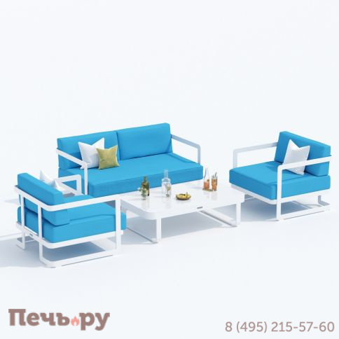 Лаунж зона Ideal Patio SILENA голубая - белый каркас фото 6