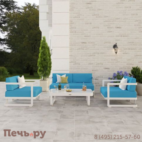 Лаунж зона Ideal Patio SILENA голубая - белый каркас фото