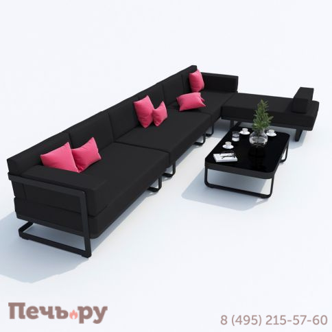 Лаунж зона угловая Ideal Patio TESORA черная - каркас карбон фото 5