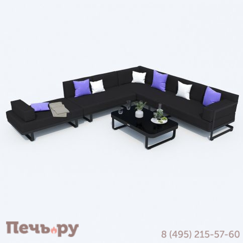 Лаунж зона угловая Ideal Patio TESORA черная - каркас карбон фото 7