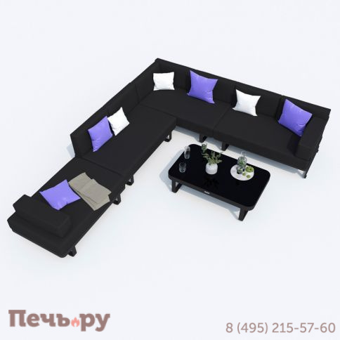 Лаунж зона угловая Ideal Patio TESORA черная - каркас карбон фото 8