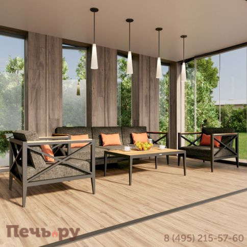 Лаунж зона VERITA темно-серая (маренго) - каркас карбон - столик тик фото