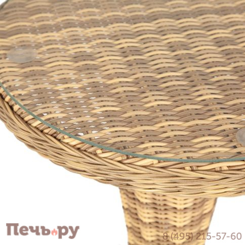 Леванте 4SiS стол круглый из искусственного ротанга, цвет соломенный фото 3