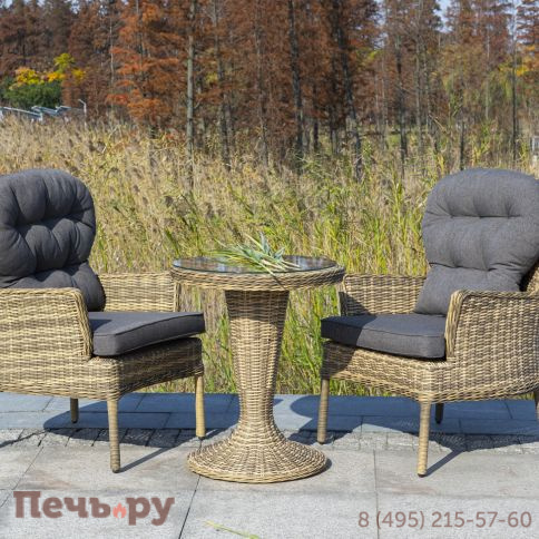 Леванте 4SiS стол круглый из искусственного ротанга, цвет соломенный фото 4