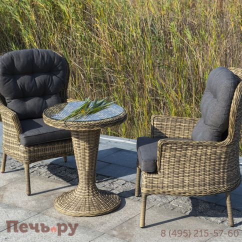 Леванте 4SiS стол круглый из искусственного ротанга, цвет соломенный фото 5