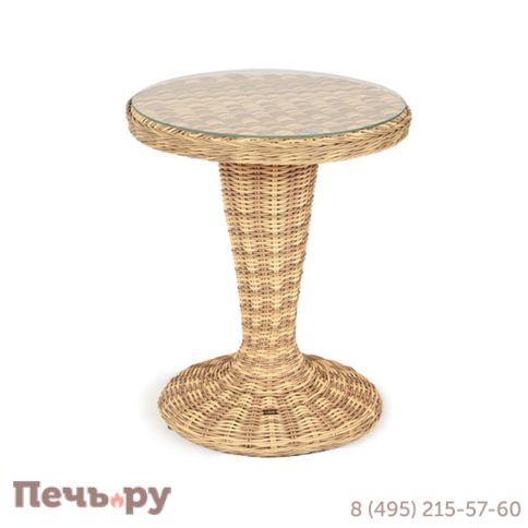 Леванте 4SiS стол круглый из искусственного ротанга, цвет соломенный фото