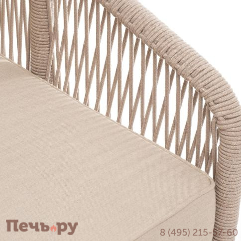 Левый модуль 4SiS Канны плетеный из роупа, каркас алюминий белый муар, роуп бежевый круглый, ткань бежевая 15052 фото 4