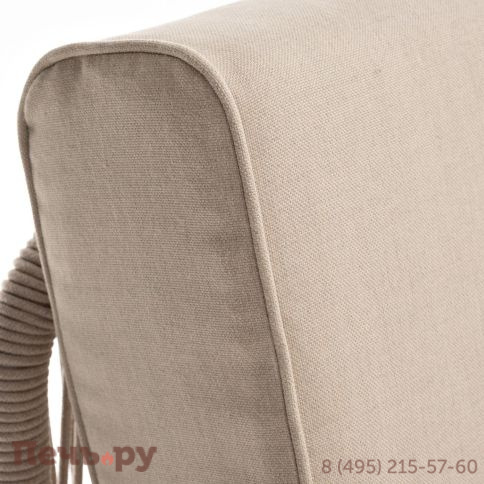 Левый модуль 4SiS Канны плетеный из роупа, каркас алюминий белый муар, роуп бежевый круглый, ткань бежевая 15052 фото 5