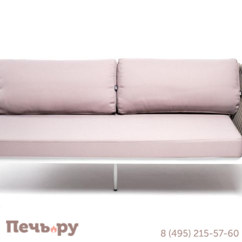 Левый модуль 4SiS Касабланка плетеный из роупа, каркас алюминий светло-серый (RAL7035) муар, роуп серо-коричневый 23мм, ткань бежевая 052 фото 2