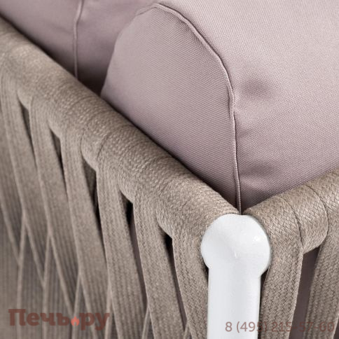 Левый модуль 4SiS Касабланка плетеный из роупа, каркас алюминий светло-серый (RAL7035) муар, роуп серо-коричневый 23мм, ткань бежевая 052 фото 6