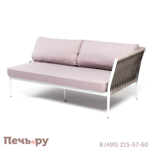 Левый модуль 4SiS Касабланка плетеный из роупа, каркас алюминий светло-серый (RAL7035) муар, роуп серо-коричневый 23мм, ткань бежевая 052 фото