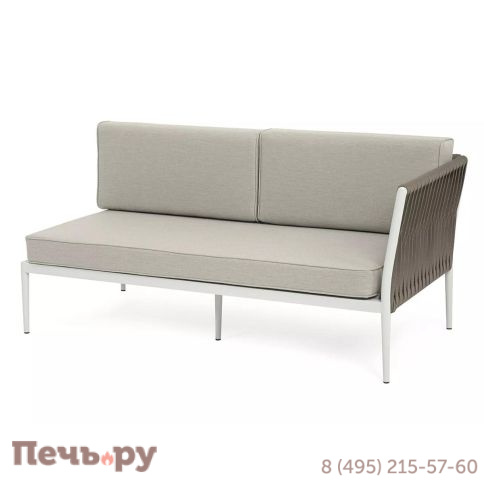 Левый модуль плетеный из роупа 4SiS Касабланка, каркас алюминий светло-серый (RAL7035) муар, роуп серо-коричневый 23мм, ткань бежевая 15052 фото