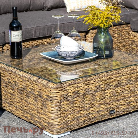 Лунго 4SiS журнальный столик плетеный (гиацинт), цвет соломенный фото 4