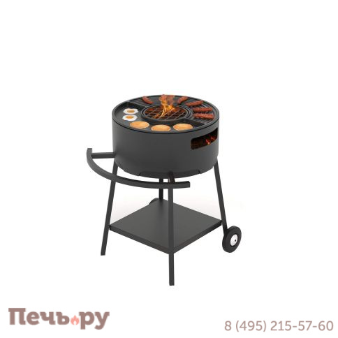 Мангал Везувий Дачник с чугунной плитой Gurman д. 450мм на подставке фото