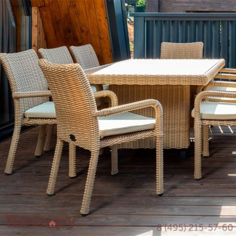 Стол прямоугольный Gardeck Mokka Bella с деревянной столешницей, соломенный фото 6