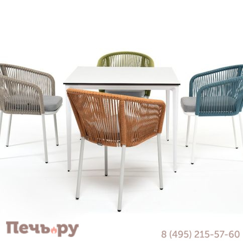 Обеденная группа 4SiS Аркобалено на 4 персоны со стульями Марсель, каркас белый, роуп цветной фото 2