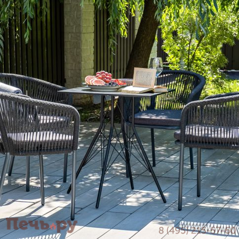 Обеденная группа 4SiS Форли на 4 персоны, квадратный стол, цвет серый гранит фото 2