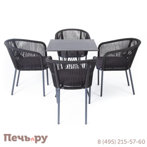 Обеденная группа 4SiS Форли на 4 персоны, квадратный стол, цвет серый гранит фото 8