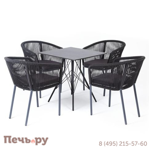 Обеденная группа 4SiS Форли на 4 персоны, квадратный стол, цвет серый гранит фото