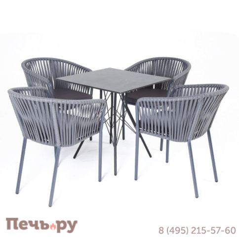 Обеденная группа 4SiS Конте на 4 персоны, квадратный стол, цвет серый гранит фото