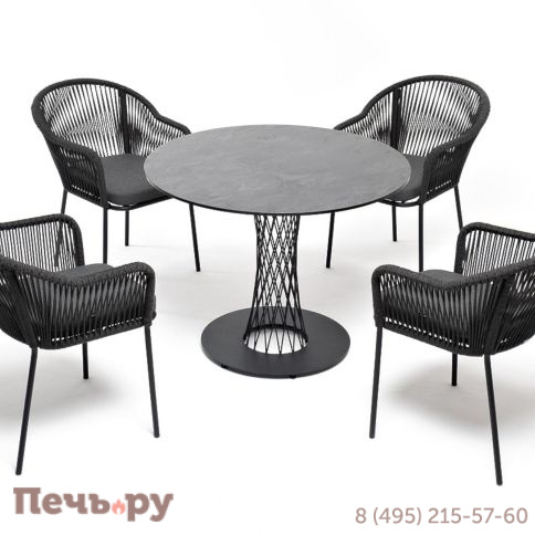 Обеденная группа 4SiS Лион на 4 персоны со стульями Лион темно-серый, круглый стол серый гранит фото 2