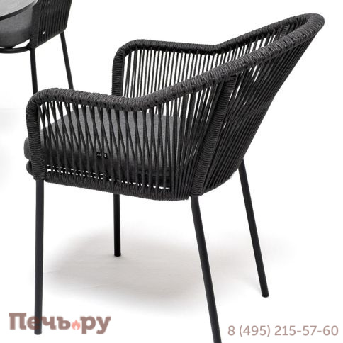 Обеденная группа 4SiS Лион на 4 персоны со стульями Лион темно-серый, круглый стол серый гранит фото 3